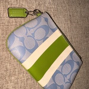 Coach Blue and Green Patterned Wristlet